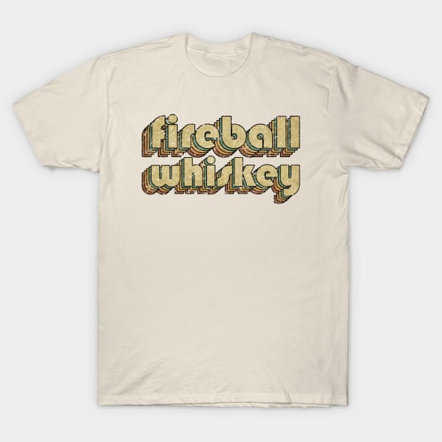 Fireball Whiskey // Vintage Rainbow Typography Style // 70s T-Shirt by JULIAN AKBAR PROJECT